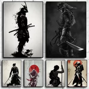 Japanese Anime Aesthetic Poster Wall Art Decor Game Retro Samurai Canvas Painting Art Vintage Poster Living Room Bedroom Decor