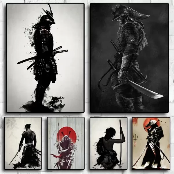 Japanese Anime Aesthetic Poster Wall Art Decor Game Retro Samurai Canvas Painting Art Vintage Poster Living Room Bedroom Decor