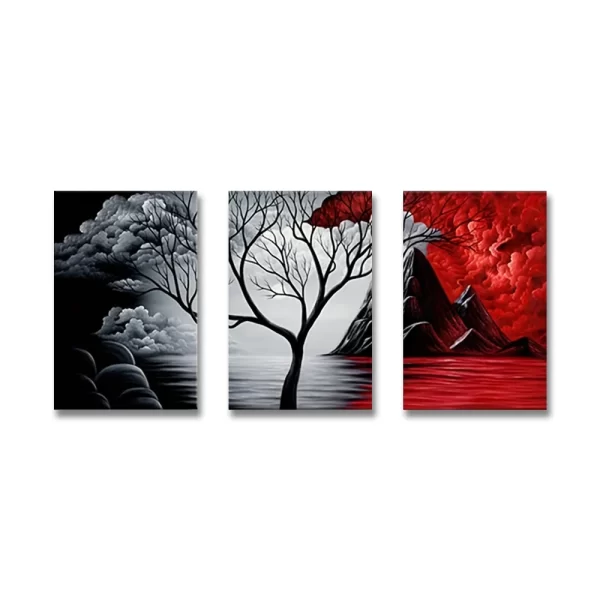 3PCS Abstract Black and Red Cloud Canvas Painting HD Print Landscape Picture Nordic Poster Living Room Wall Home Decor Frameless - Image 3