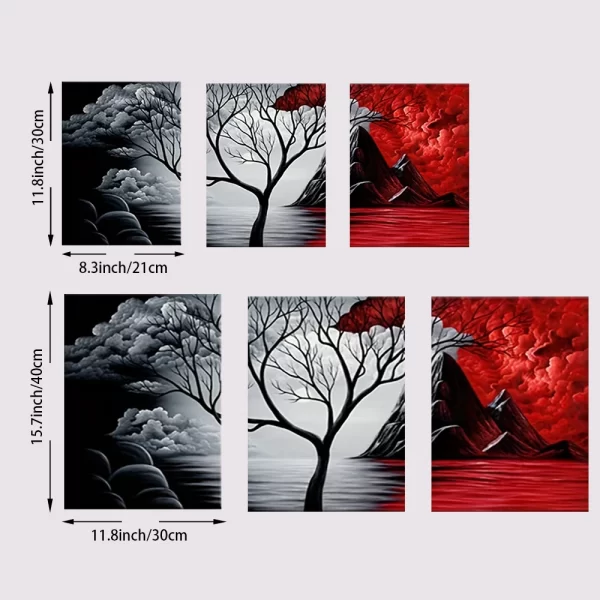 3PCS Abstract Black and Red Cloud Canvas Painting HD Print Landscape Picture Nordic Poster Living Room Wall Home Decor Frameless - Image 2