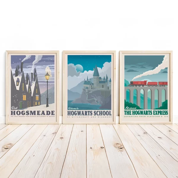 Set of 3 Printable Travel Posters Magical Wizarding School Prints Wall Art Wizard Travel Poster Living Room Corridor Wall Decor - Image 2