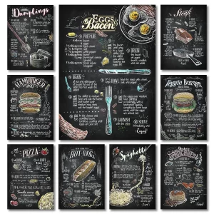 Vintage Burger Hot Dog Kitchen Internet Cafe Cafe Western Canvas Painting Poster Prints Wall Art Pictures for Kitchen Restaurant