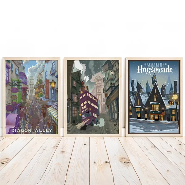 Set of 3 Printable Travel Posters Magical Wizarding School Prints Wall Art Wizard Travel Poster Living Room Corridor Wall Decor - Image 3