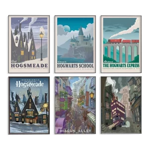 Set of 3 Printable Travel Posters Magical Wizarding School Prints Wall Art Wizard Travel Poster Living Room Corridor Wall Decor