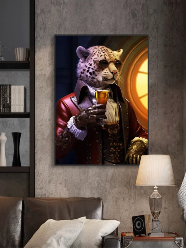 Animal Suit Gentleman Drinking Poster Gorilla Lion Rabbit Beer Pictures Funny Bar Wall Art Canvas Painting Home Decorative - Image 2