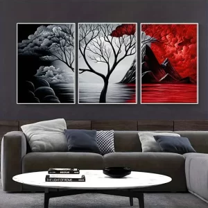 3PCS Abstract Black and Red Cloud Canvas Painting HD Print Landscape Picture Nordic Poster Living Room Wall Home Decor Frameless
