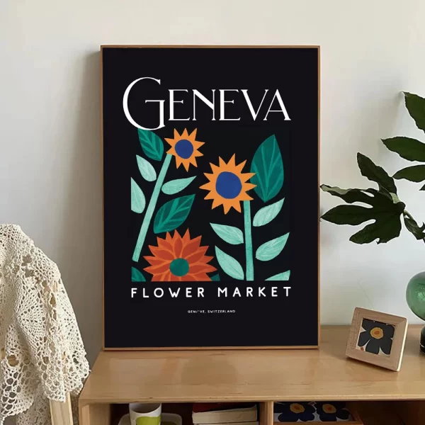 Boho Flower Market Poster Sydney Brussels Barcelona Linz Botanical Pictures Wall Art Painting Canvas Prints Home Decorative - Image 3