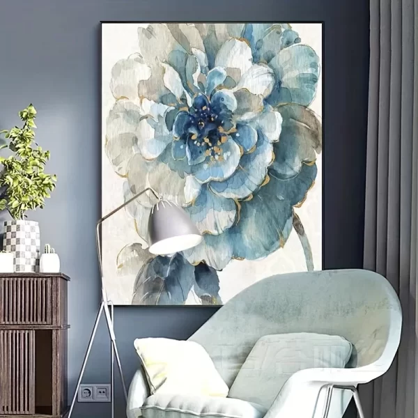 3PCS Frameless Abstract Blue Floral Canvas Painting Nordic Flower Poster and Prints Wall Art Pictures for Living Room Home Decor - Image 6