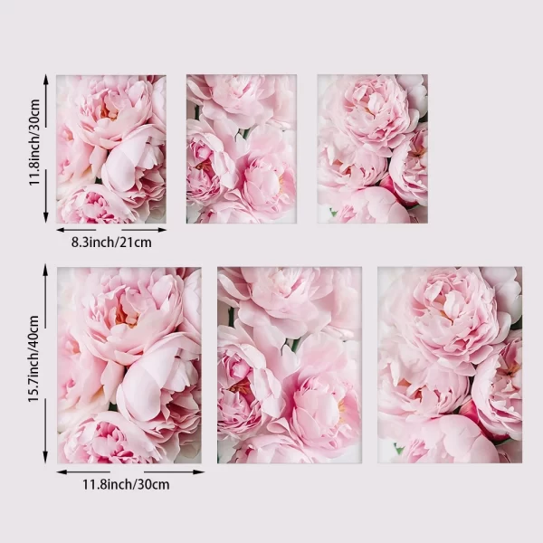 3PCS Frameless Pink Flowers Canvas Painting Modern Floral Posters Prints Nordic Wall Art Pictures for Living Room Kitchen Home - Image 2